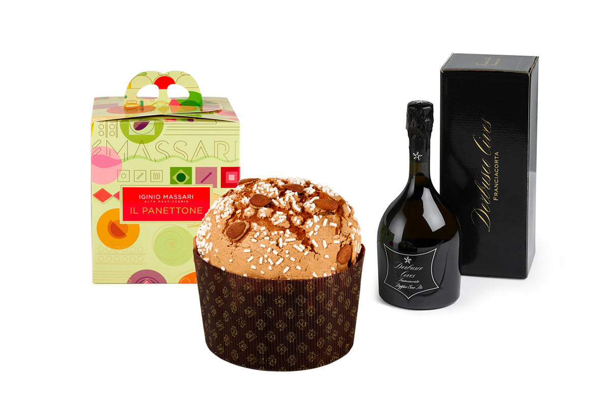 Geschenkbox – Panettone und Derbusco Cives Brut